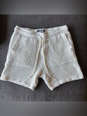 DR Essentials Waffle Knit Shorts Mens Cream Drawstring Unisex SZ SMALL